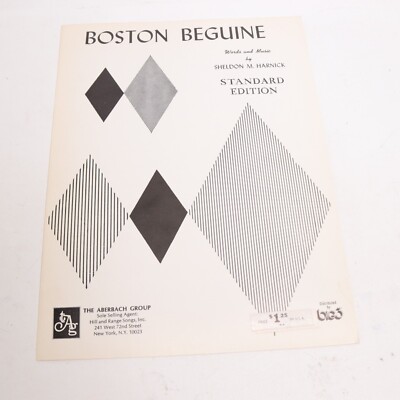Sheldon Harnick Boston Beguine Piano Voice Sheet Music 1952 Anne-Rachel Music