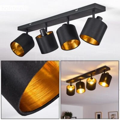 4-flammige Decken Lampen Wohn Schlaf Zimmer Leuchten Flur Strahler schwarz/Gold - Bild 1 von 4