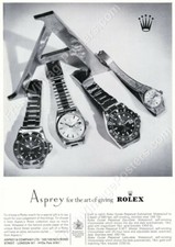 Orologio Rolex Submariner Day Date GMT Master Lady Date anni 60 annuncio NUOVO poster 18x24