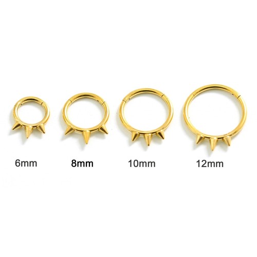 16g Trinity Spikes Segment Clicker Septum Lip Nose Ear Daith Piercing Hoop Ring - Picture 9 of 13