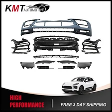 Primed Front Bumper Cover Grill Kit W/ ACC For 2019 2020 2021 2022 Porsche Macan
