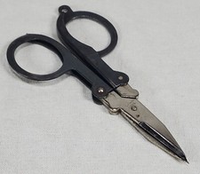 Vintage Small Steel Folding Travel Scissors Sewing Crafts Made in Hong Kong 4"