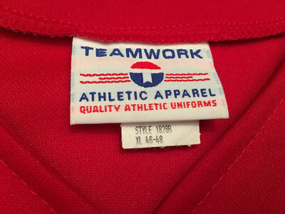 TEAMWORK ATHLETIC APPAREL Men's Red Embroidered L'Guy Sleeveless