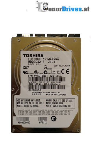 Toshiba -MK1237GSX-120 GB - SATA - PCB G5B0018511000-A Rev.*
