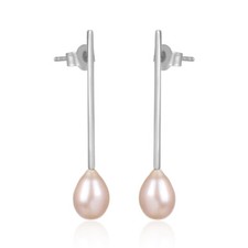 Pearl Gemstone 925 Sterling Silver Girls Dangle Earrings Wedding Jewelry