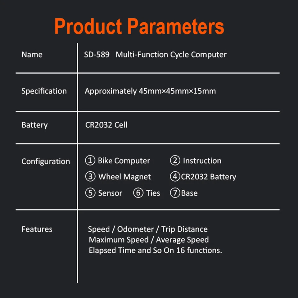 Sunding Wireless Bicycle Computer Waterproof Outdoor Bike Speedometer Odometer - Image 4 of 4