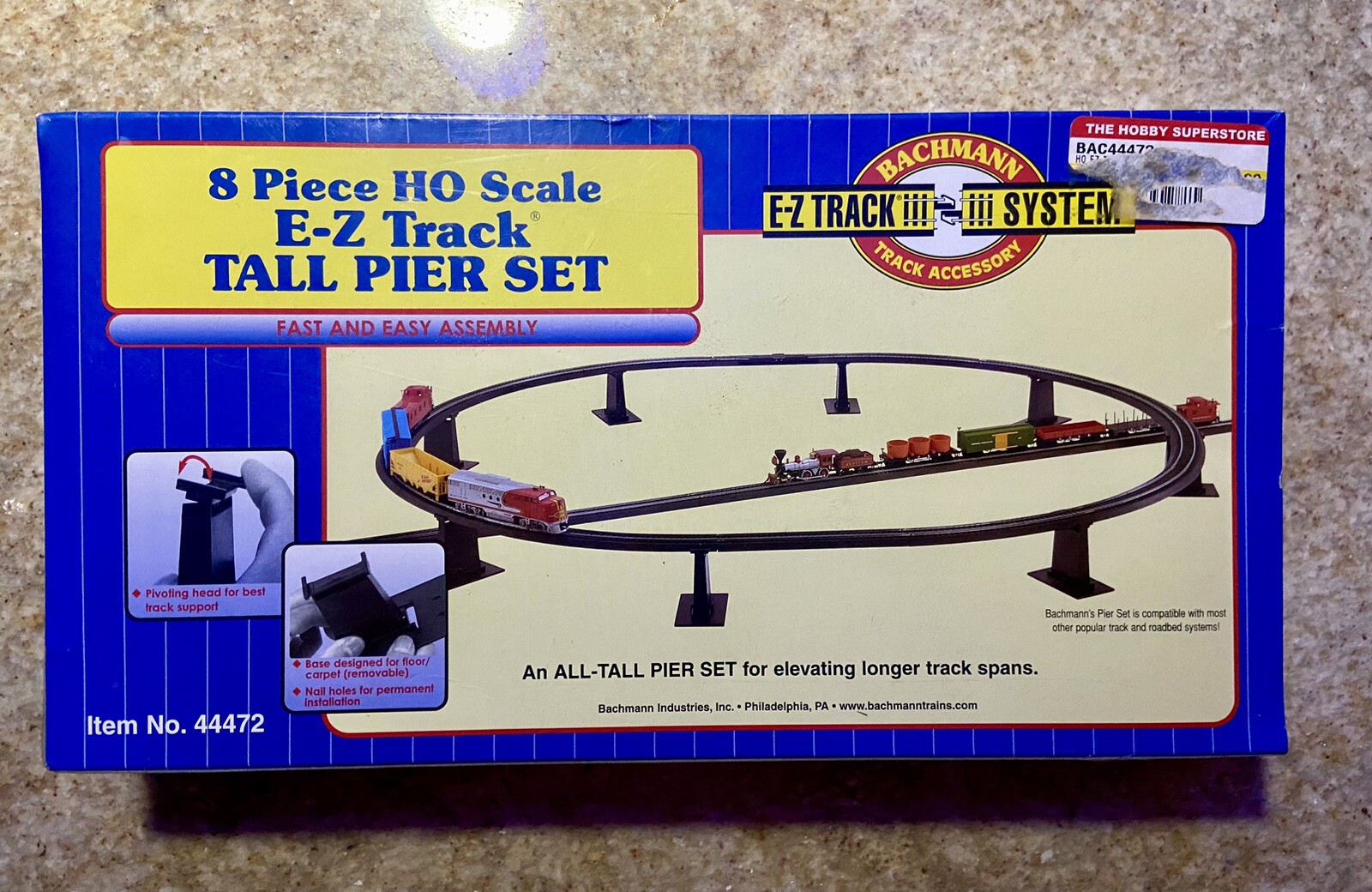 BACHMANN 44472 HO SCALE 8 PIECE EZ TRACK TALL PIER SET-NIB