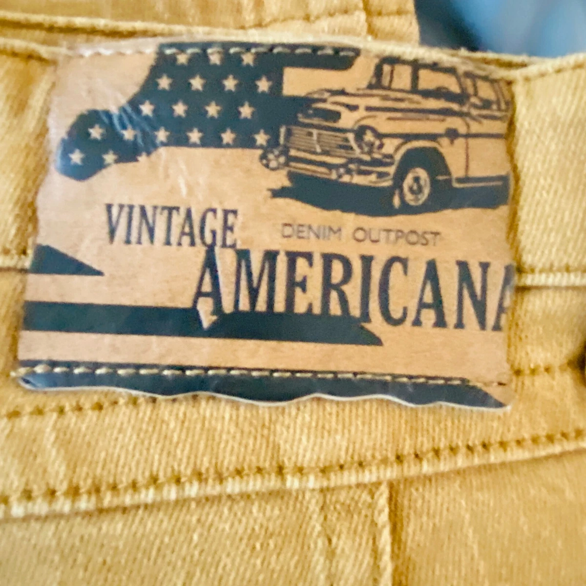 Vintage Americana Jeans Men Size 36 Distressed Khaki Mustard