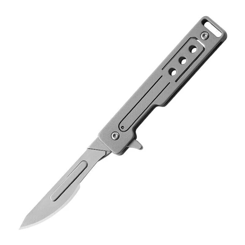 EDC Folding Utility Knife Scalpel Blade Outdoor Survival Pocket Keychain Tool US