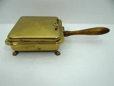 Vintage Brass Silent Butler Crumb Catcher Hinged Wood Handle
