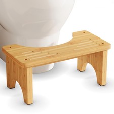 Uaniar Bamboo Toilet Poop Stool, Wooden Squatting 6.7"H 1 Pack , Natural