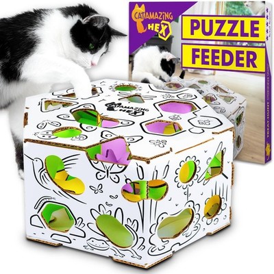 HEX   Interactive Cat Treat Puzzle Box & Puzzle Feeder   Treat Maze Box for I...
