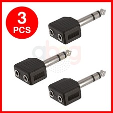3x 6.35mm Stereo Plug to 2 3.5mm Stereo Jack Adapter Converter 2-Way Y Splitter