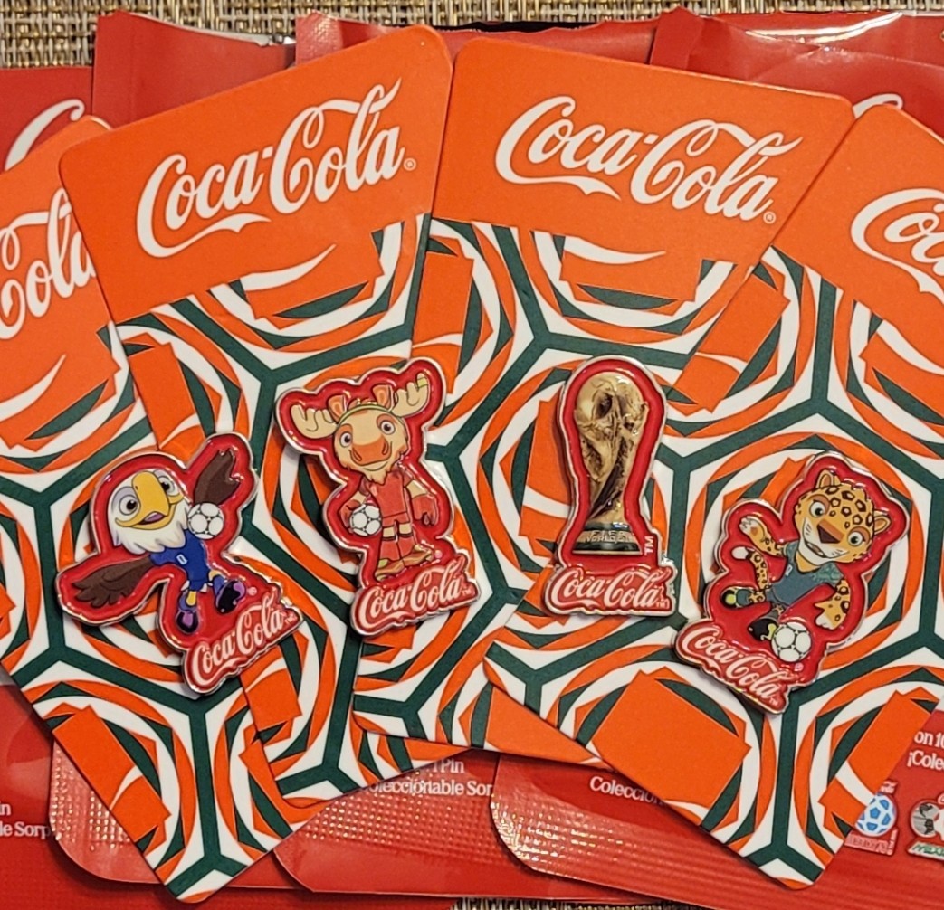 2026 Collectible Coca-Cola World Cup  Mascot Pins 4 Pieces