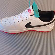 Nike Unisex Kids Athletic Sneakers US 9 White/Black/Red Lace-Up Low Top