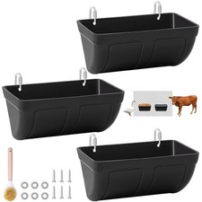 Hanging Chicken Feeder Trough and Goat Feeder, Sheep Deer Poultry Dogs Black