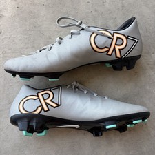 NIKE Men's Size 12 Mercurial Victory V CR7 FG Silver Soccer Cleats 684867-003