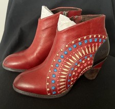 Spring Step L'artiste Rhapsody Red Multicolor Ankle Boots Sz 35 Artsy 4.5/5 US