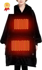 KFUBUO Heated Electric Wearable Blanket Throw Battery Black 