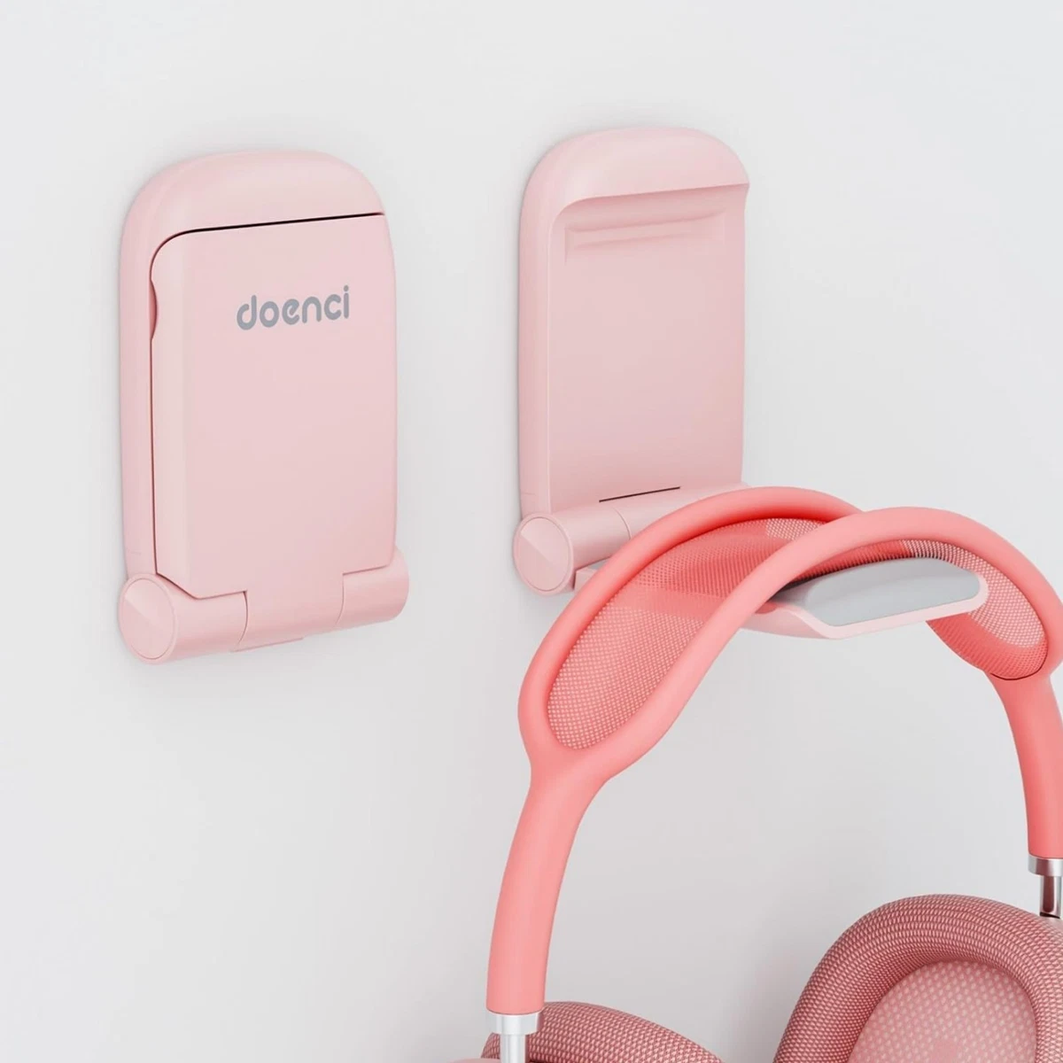 Klappbarer Kopfhörerhalterung Rosa Kunststoff Gummi Wandmontage 1 Stück