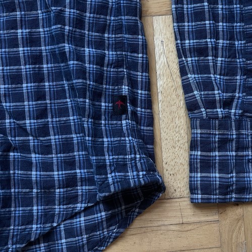 Relwen Broadcloth Poplin Linen Blend Shirt Men's XL Button Down Plaid Blue - Picture 6 of 9