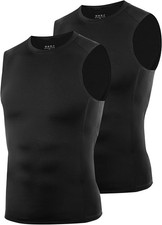 Men's 2 Pack Sleeveless Compression Shirt, Athletic Workout Tank Top