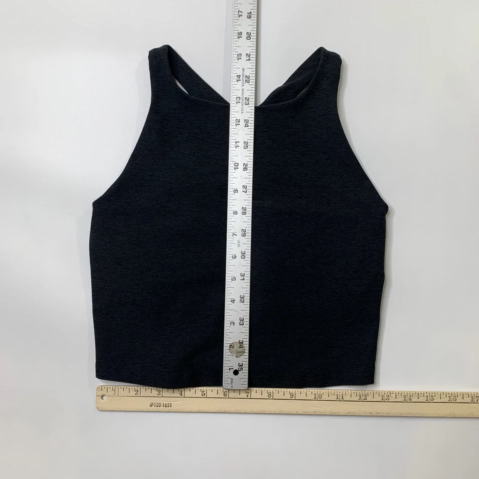 Beyond Yoga Tank Top Womens M Medium Black Spacedye Racerback Cropped Shelf Bra - Image 3 of 4