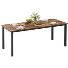 71 inch Rectangular Wood Dining Table for 6-8 Metal Legs Retro 23.6in Wide
