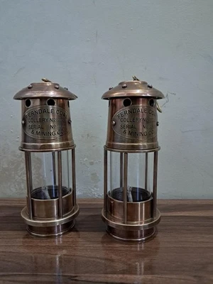 Lot de 2 anciennes lanternes de navire en laiton - décoration marine... - Photo 1/4