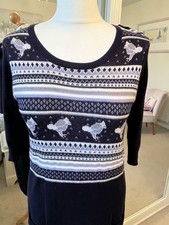 Women’s Hobbs NW3 Blue Jumper Dress 3/4 length sleeves. Size UK 12