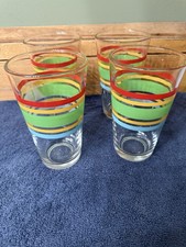 Vintage Libbey Fiesta Mambo Striped Tea Glasses 4 Pastel Striped.