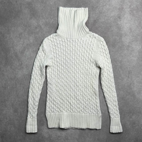J. Pull femme col roulé beige grosse maille câble Crew taille XXS - Photo 2/6