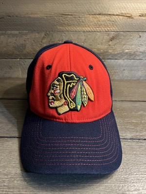 Chicago Blackhawks NHL Zephyr Z Fit Navy Red Embroidered Cap Hat Stretch Fitted