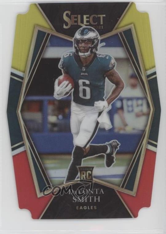 2021 Select Premier Level Red & Yellow Prizm Die-Cut DeVonta Smith Rookie RC