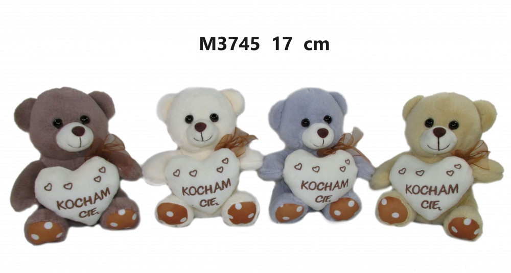 5904073166661 Плюшевый мишка 17см, сидящий на серцах кочей в Валентинке, СОЛНЕЧНЫЙ ДЕНЬ  