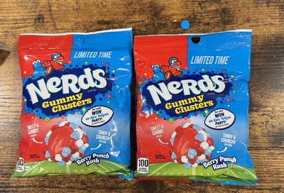 NERDS BERRY PUNCH RUSH GUMMY CLUSTERS LIMITED EDITION 2 Pack 5oz Each
