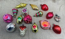 Old Vintage Glass Soviet USSR Christmas Ornament Decoration Set 16 pcs