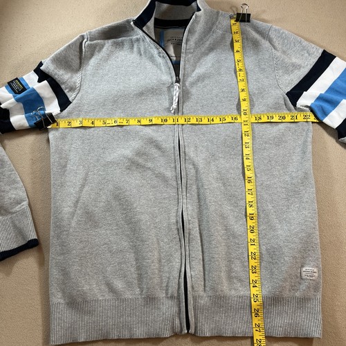 Jack & Jones Sweater Men’s XL Track Jacket Full Zip Gray Blue Preppy Golf - Picture 11 of 12