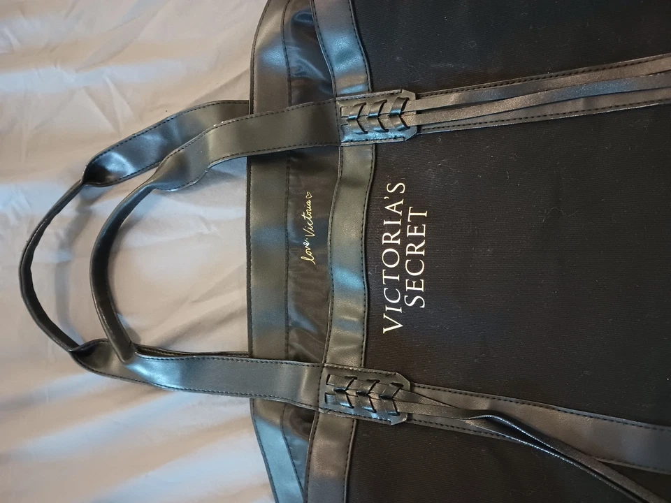 Bolso de Mano VICTORIA'S SECRET Negro Lona Detalle de Asa Trenzada Foto 3 de 3