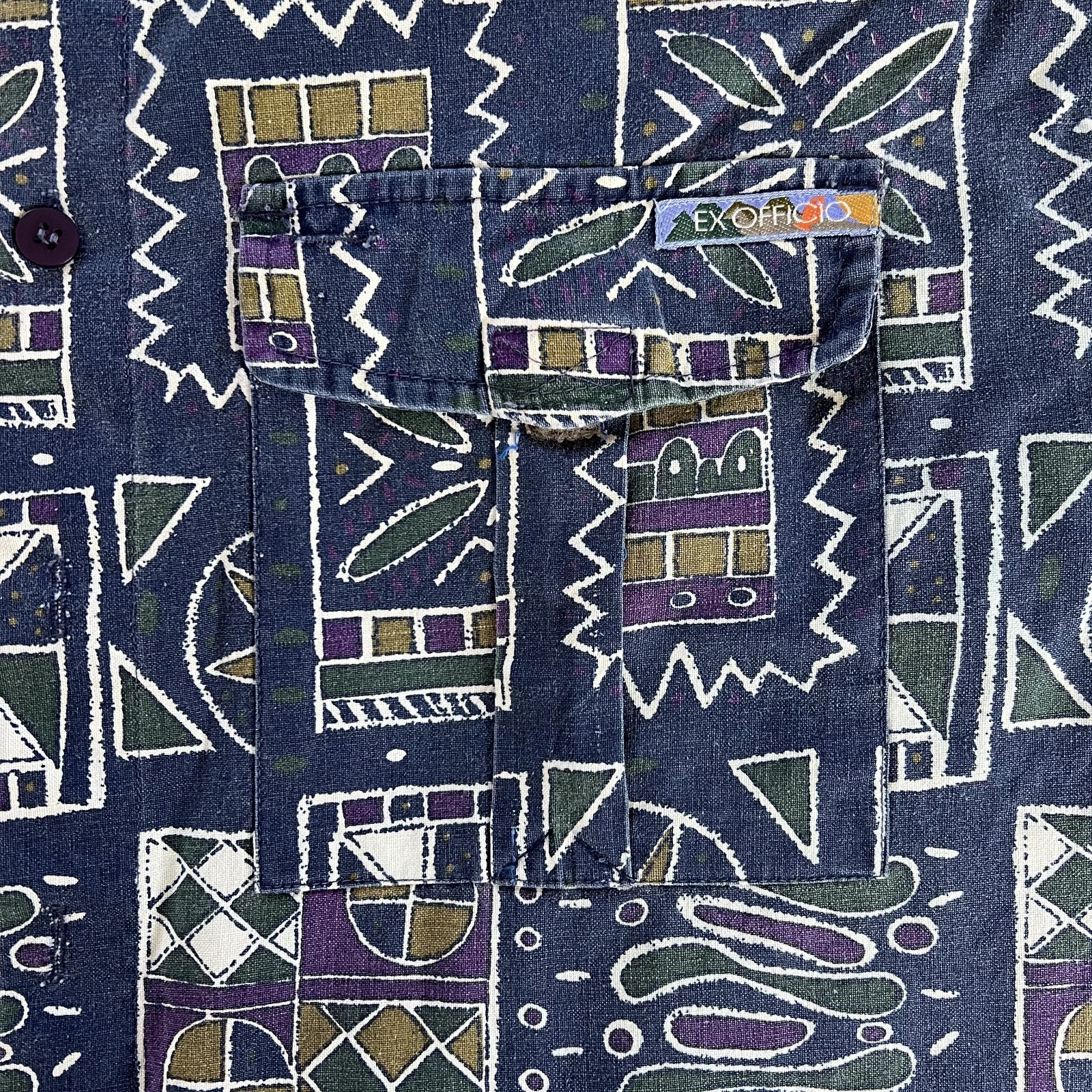 Vintage Patterned ExOfficio Collared Button-Up Sh… - image 10