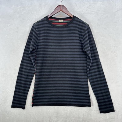 Osklen Sweater Mens Medium Black Gray Stripe Front Multicolor Back Long Sleeve