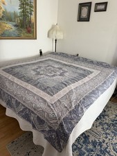 Queen Size Paisley Duvet Gray Blue White Cotton Bedroom measures 75 by 60