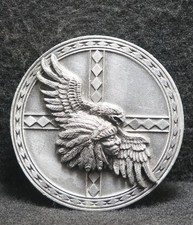 WI07128 REALLY NICE VINTAGE 1991  EAGLE  INDIAN  ARTWORK PEWTER BELT BUCKLE