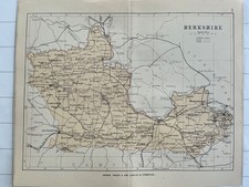 BERKSHIRE- 1884 Antique Map Philip Parishes Railways Roads Hungerford Newbury
