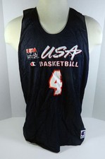 1990s Team USA Basketball #4 Game Issued Blue Reversible Practice Jersey 2XL 315
