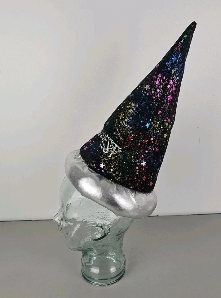 Sombrero de Mago Great Wolf Lodge Magiquest 16" Negro Terciopelo Estrellas Brillantes Fiesta Foto 3 de 4