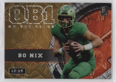 2023 Wild Card QB1 On the Clock Gold - Orange Cross Hatch Foil 10/25 Bo Nix 03rx