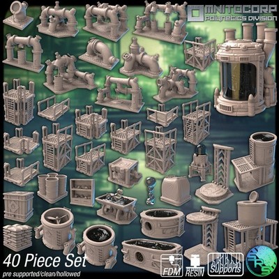 Chemieanlage Gelände - 3D gedruckte Industrielandschaft für 28-32mm Spiele