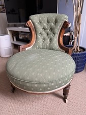 “Antique Victorian Walnut Open Arm Nursing / Parlour Chair, Button Back. c1880