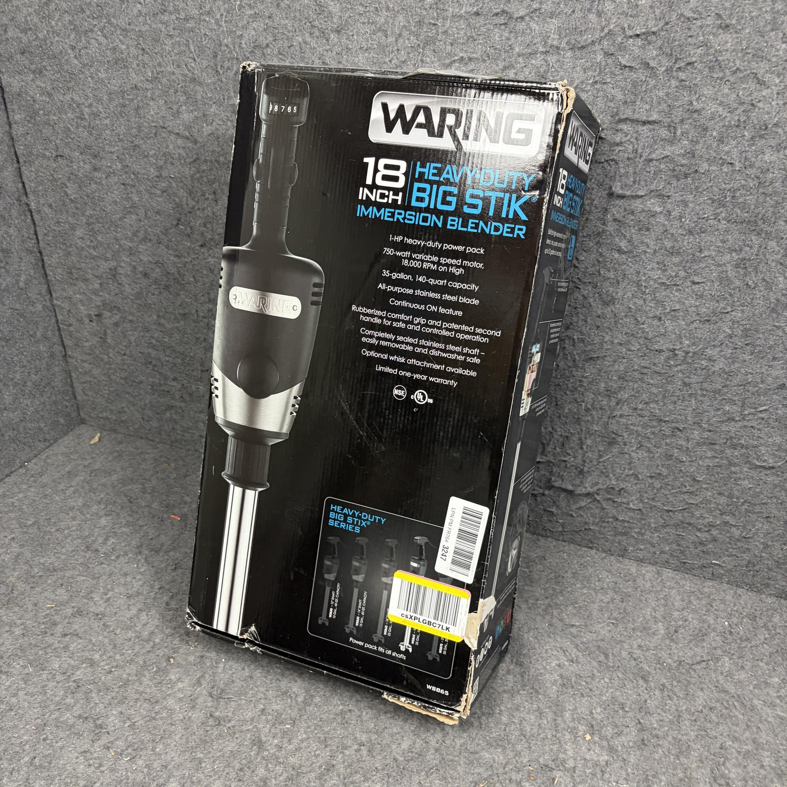 Waring Commercial Big Stix Stick Immersion Hand Held Blender, 14", 1 HP WSB65